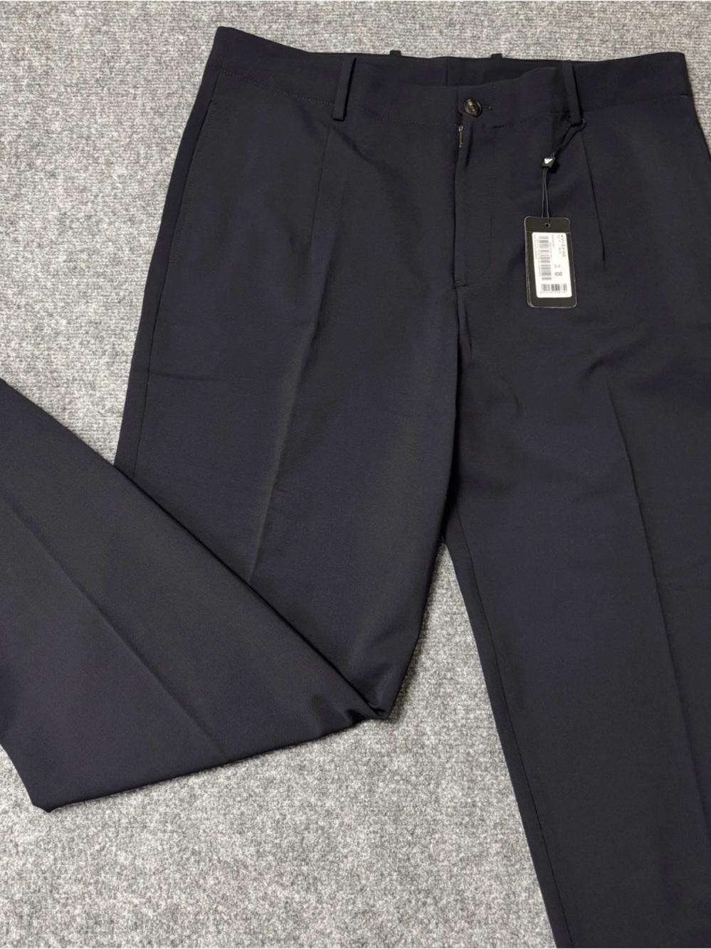 NWT Emporio Armani Black Wool Flat Front Dress Pants Slacks Size IT 52